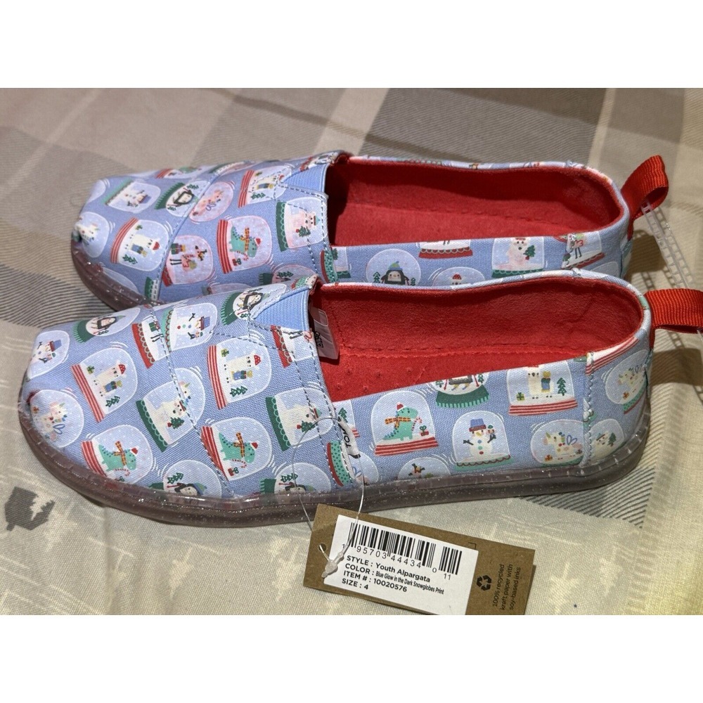 TOMS Alpargata Holiday Slip On Flat Girls Pink Flats Casual - Picture 3 of 8